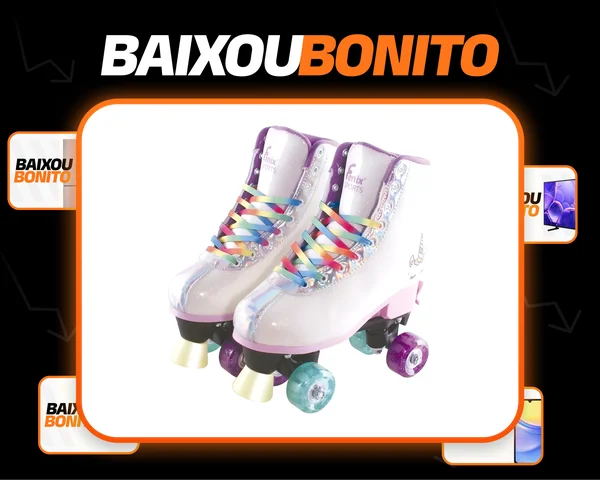 Patins Quad Roller Skate Ajustável Led Luz Unicórnio Fenix Cor Branco Tamanho Das Rodas 5.4 Cm Tamanho Dos Patins 31 Ao 34