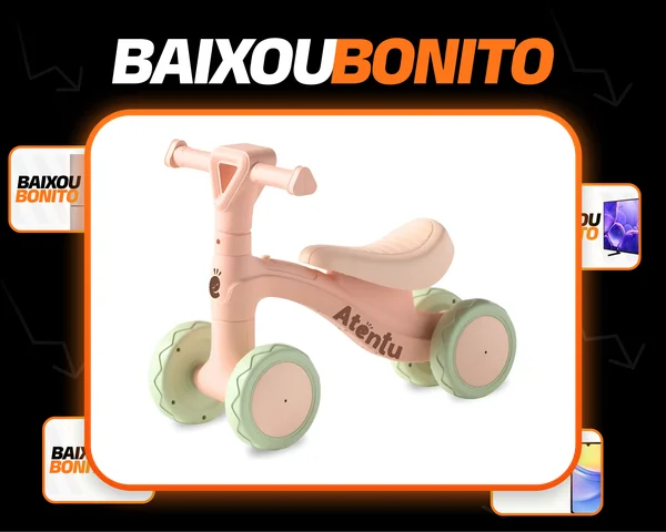 Bicicleta De Equilíbrio Infantil Andador Sem Pedal 4 Rodas Rosa
