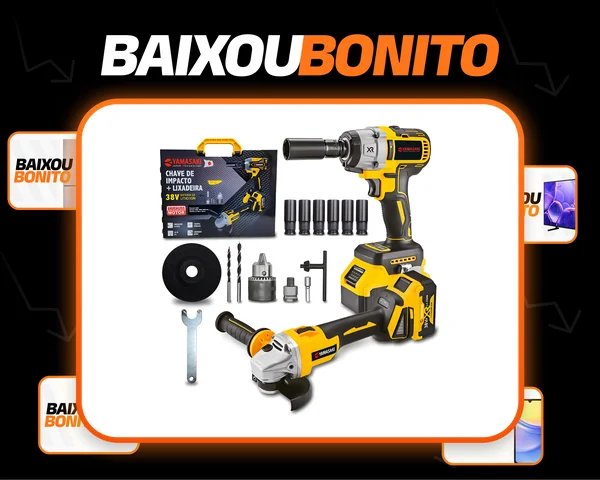 Kit Chave De Impacto + Esmerilhadeira Lixadeira À Bateria 60 Hz Amarelo