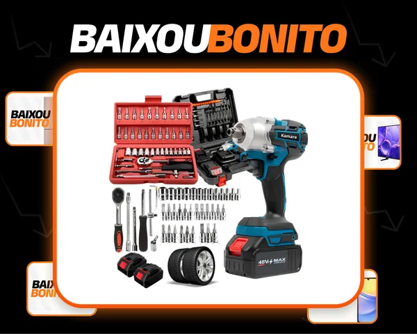 Chave De Impacto 48v 1/2 Parafusadeira Furadeira 02 Baterias 48v Marca Kamare Com Maleta Azul 127/220v 50/60