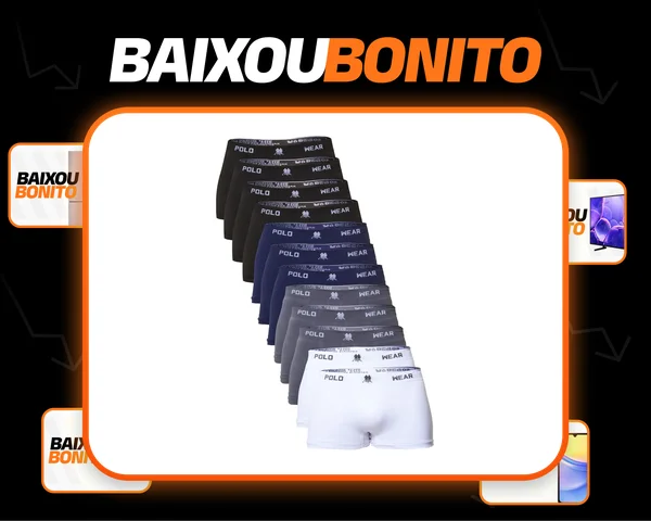 Kit 12 Cuecas Masculina Boxer Microfibra Polo Wear