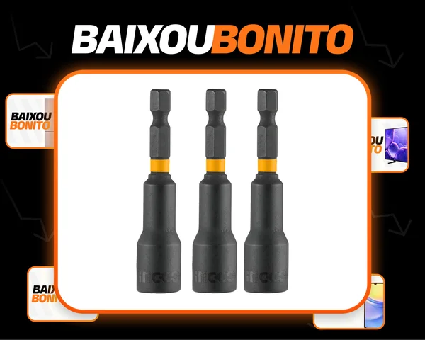 Soquetes Canhão Magnético De Impacto Ingco 12mm Com 3 Peças