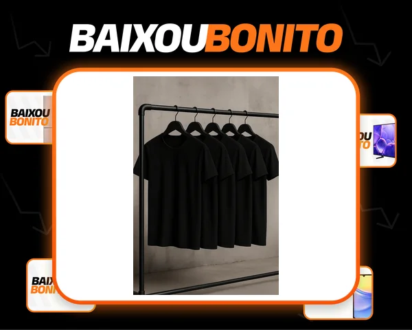 Kit 5 Camisetas Masculinas Slim Fit Básicas Algodão Premium