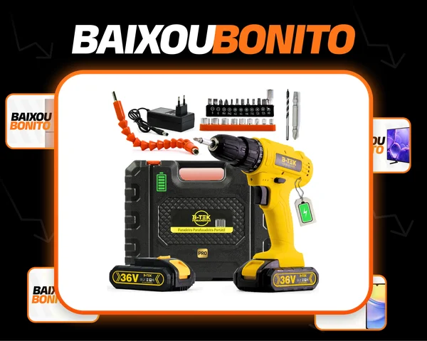 Parafusadeira Furadeira Eletrica 36v 2 Baterias 340w 1750 Rp