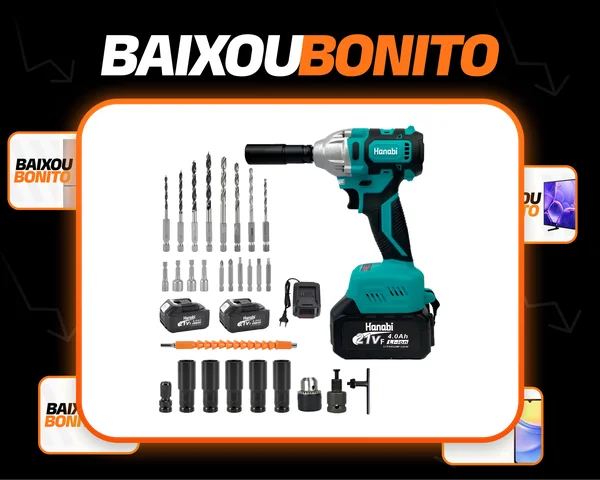 Chave De Impacto Parafusadeira Furadeira Brushless 2 Bateria Cor Azul-petróleo Frequência 50hz/60hz