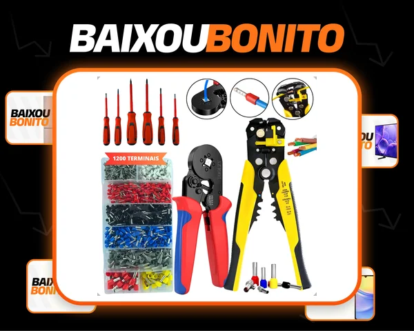 Alicate Crimpar Prensa Terminal Decapador Fios 1200 Terminais Ilhós Tubular Chaves Isoladas Cietec
