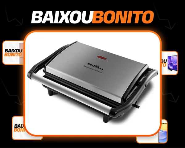 Sanduicheira elétrica Britânia Press BGR27I cor preto inox