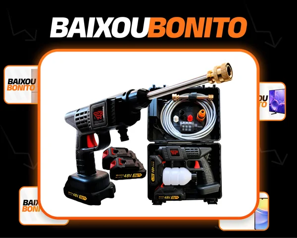 Pistola Lavadora De Alta Pressão C/ 2 Baterias Recarregavel