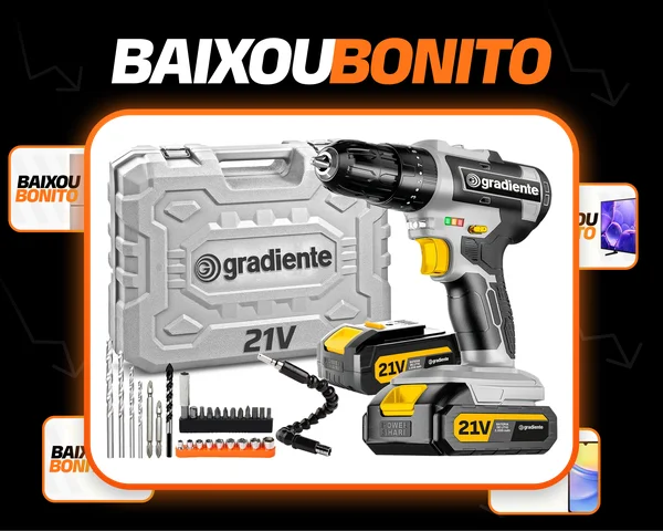 Parafusadeira Furadeira De Impacto Profissional 21v Modelo Gpb21vx 2 Baterias Com Maleta Gpb21vx Gradiente
