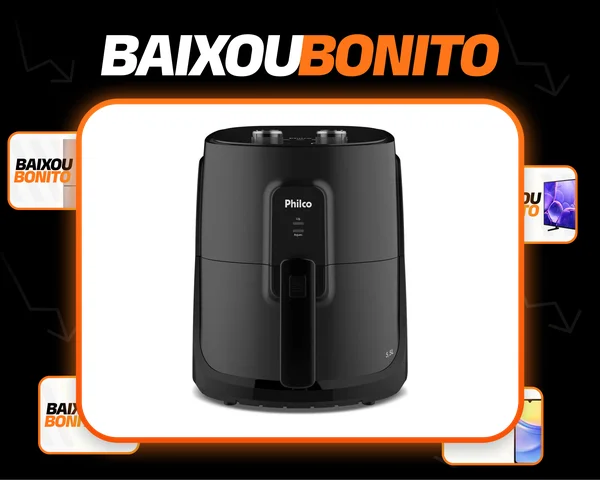 Air Fryer Philco 5,5l Cesto Quadrado 1500w Paf55a Cor Preto