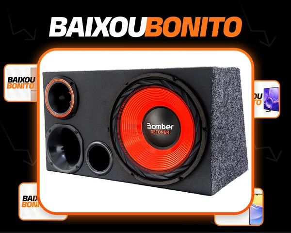 Caixa Trio Carro Som Automotivo Sub Bomber Detoner Vermelho