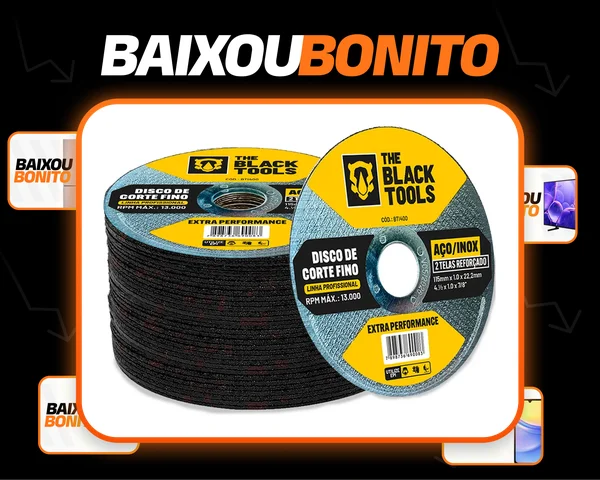 Disco Corte Fino Inox 4.1/2 X 1,0mm Para Esmerilhadeira 50 Peças The Black Tools Amarelo