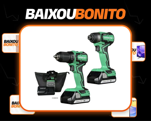 Furadeira Sem Fio 18v Metabo Hpt Inalfless Com Kit De Combo