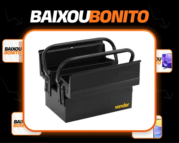 Caixa metálica sanfonada para ferramentas, com 3 gavetas, 30 cm x 19 cm x 16 cm, VONDER