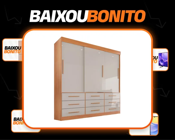 Guarda Roupa Casal 3 Portas 9 Gavetas Luana Sallêto Móveis