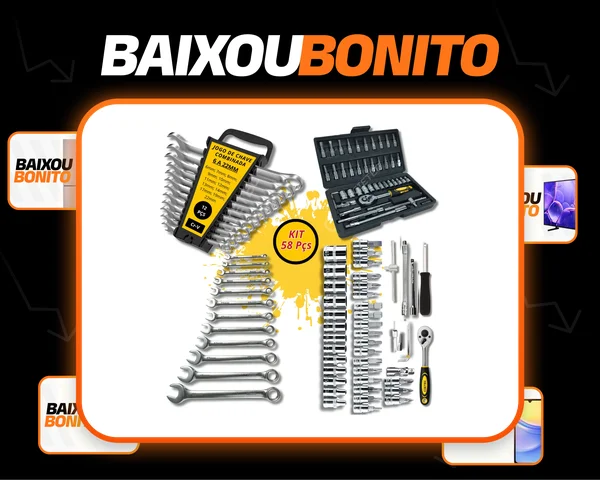 Jogo Chaves Combinadas Kit Ferramentas Soquete Catraca Chave De Boca Combinada 58 Peças Crv Cietec