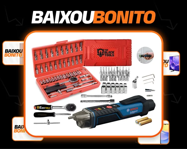 Detector Caneta De Tensão Até 1000v Bosch E Jogo 46 Peças Azul