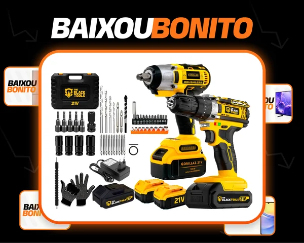 Combo Furadeira Parafusadeira + Chave De Impacto Brushless Amarelo 127/220v 60hz
