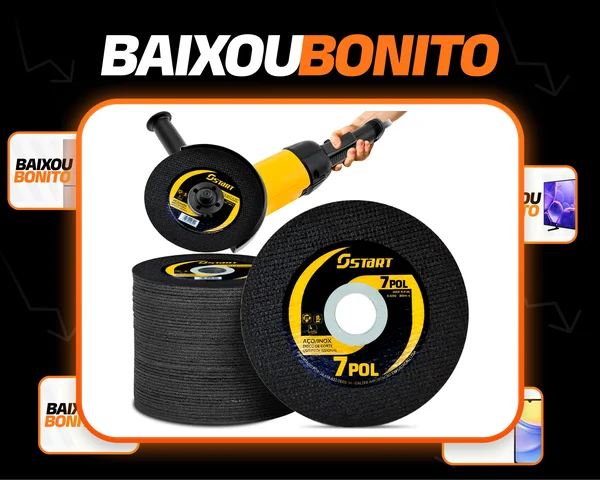 Kit Com 50 Discos De Corte Fino Inox 7 Pol X 1,6 Standard Start Para Esmerilhadeira Cor Preto