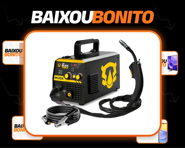 Máquina De Solda Inversora Mig 130a Sem Gás 220v Im130a Black Mig Cor Preto/amarelo Frequência 50hz/60hz The Black Tools