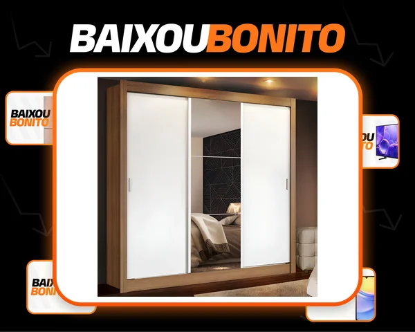 Guarda Roupa Casal Madesa Mônaco 3 Portas Correr Com Espelho Cor Rustic/Branco 1093D81E