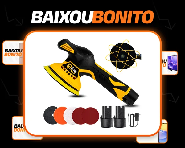 Politriz Lixadeira Roto Orbital 5000 Rpm Com 2 Baterias E Acessórios The Black Tools