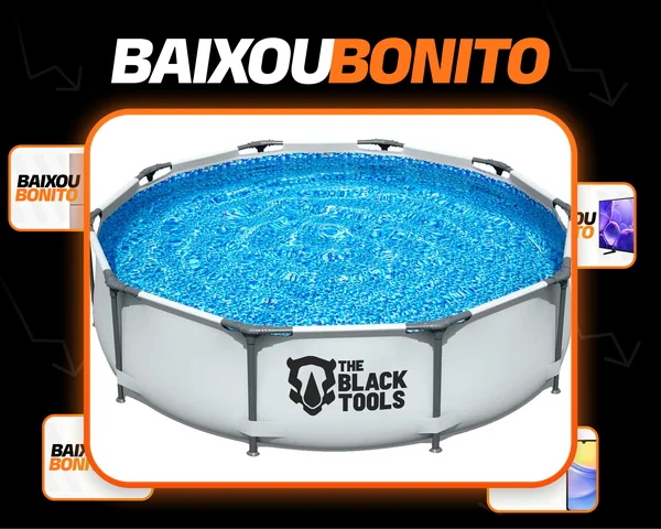 Piscina Estruturada Redonda Circular Aço Pvc Cinza 4690l 76x300cm Fácil De Montar Tbt-002 The Black Tools