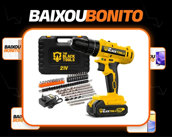 Furadeira E Parafusadeira De Impacto Sem Fio A Bateria 21v 3/8 Com Maleta E Acessorios Tb-21pzw The Black Tools