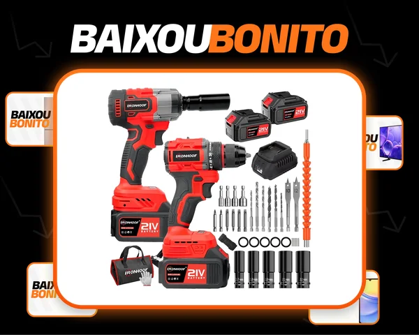 Kit 2 Chaves De Impacto Parafusadeira Furadeira 2 Bateria Vermelho 110/127/220v 60