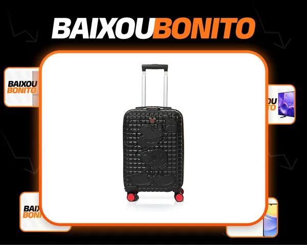 Mala De Viagem Pequena Preto Mickey Luxcel