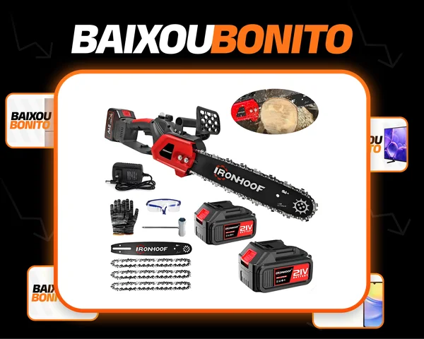 Motosserra Elétrica 12 Polegadas Portátil Potente Brushless Vermelho E Preto 110 127 220v