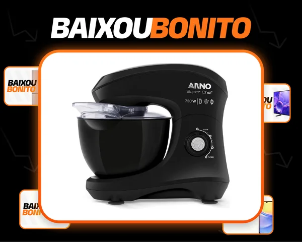 Batedeira Planetária Arno Super Chef 750w 5l Preta Km01