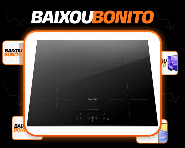 Cooktop de Indução 4 Bocas Preto com Trava de Segurança Dako Supreme