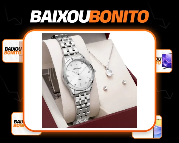Kit Relógio Mondaine Prata Feminino 32610l0mkne2k1
