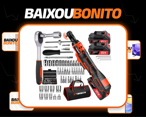 Cyberlite Kit Chave Catraca Elétrica 3/8+46 Soquetes E Fenda Vermelho 21v 50hz / 60hz