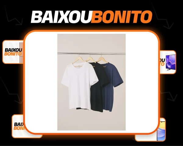 Kit Com 3 Camisetas Masculinas Básicas Slim Gola V Hering