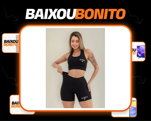 Conjunto Top Shorts Feminino Los Angeles Slim Moda Academia