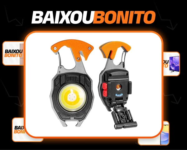 Lanterna Potente Mosquetão Isqueiro Apito Ferramenta Abridor