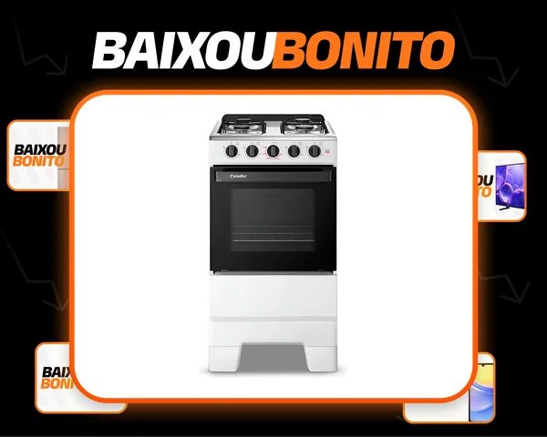 Fogão a Gás Mesa Inox e Forno 50L Limpa Fácil Esmaltec F4ISB Cor Branco 4 bocas