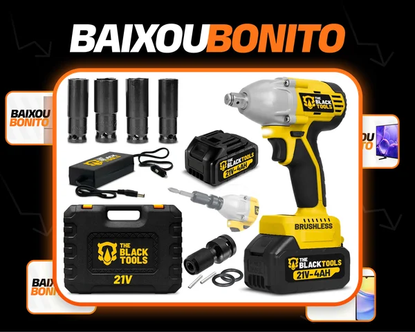 Chave De Impacto A Bateria 21v 1/2  Pol 2400 Rpm Bivolt Com Acessórios E Maleta The Black Tools